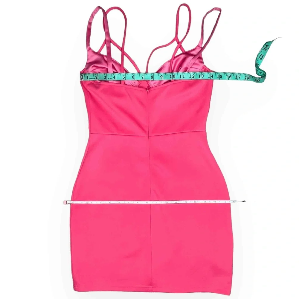 Revolve Pink Satin Caged Detail Bustier Bodycon Mini Dress Sample Size Small - Picture 7 of 8